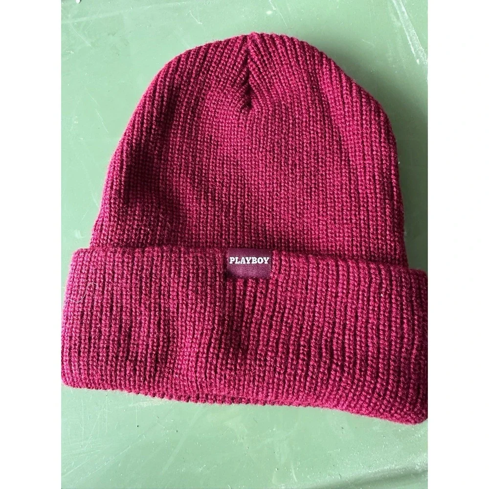 Playboy‎ Bunny Burgundy Knit Beanie Hat One Size Unisex